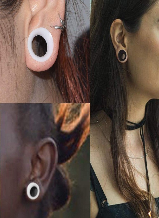 Stuppendux 4Pairs Black White Transparent Turquoise Soft Silicone Flexible Ear Skin Tunnels Plugs Expanders Gauges Hollow Body Piercing 3/4" 20mm - Image 5
